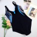 2019 Bikini Women's Retro Tummy Control One Piece Printed Swimsuits Monokini Push Up Bathing Suits Swimwear Blue B07N3RD6Y2
